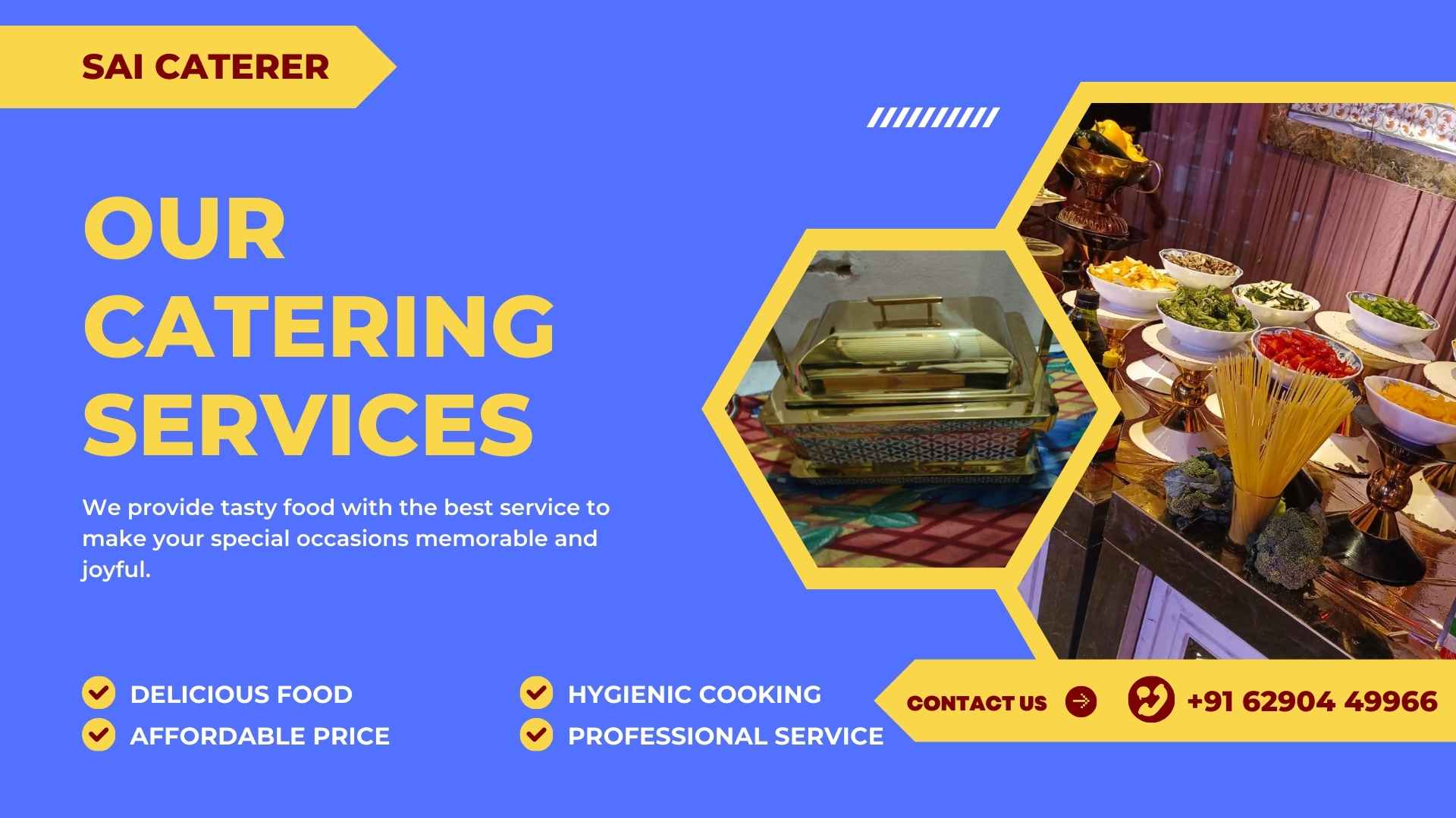 Sai Caterer best catering services in kolkata banner with buffet and clean counter