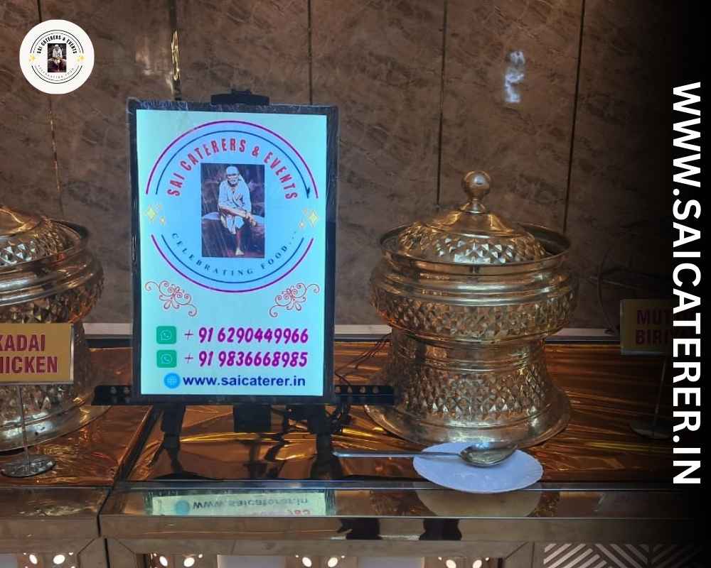 Best Bengali caterers in Kolkata buffet counter with lights