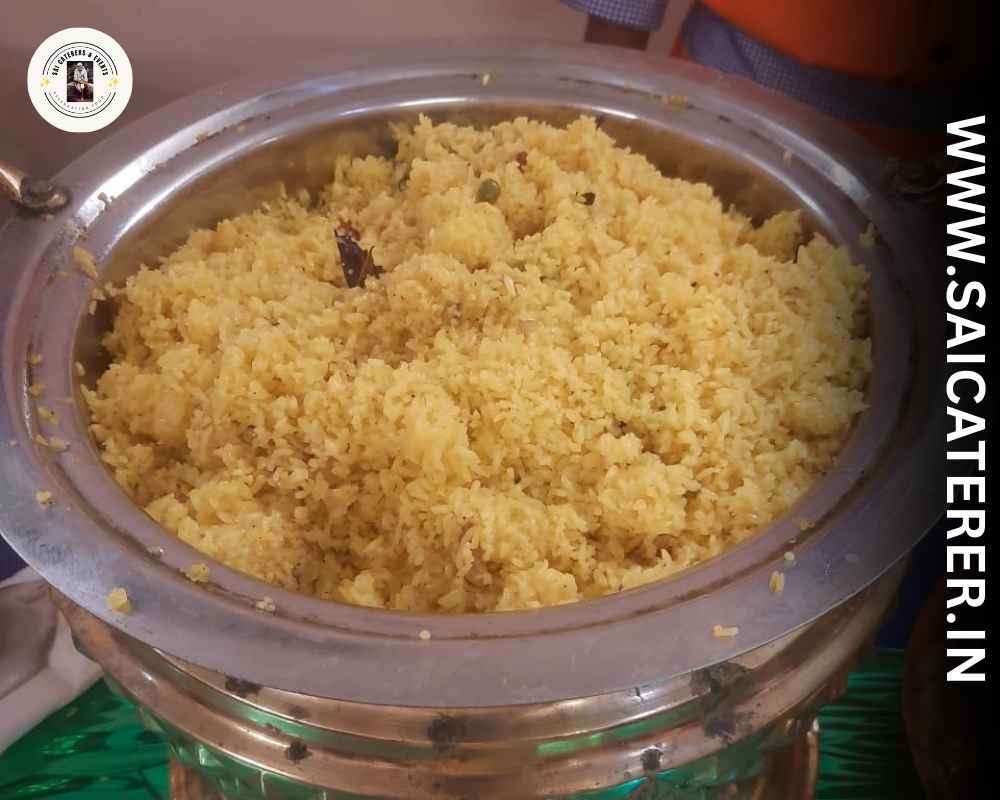 Delicious yellow pulao served in buffet under veg catering menu