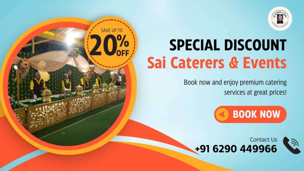 20% discount banner for first-time catering customers by Sai Caterer