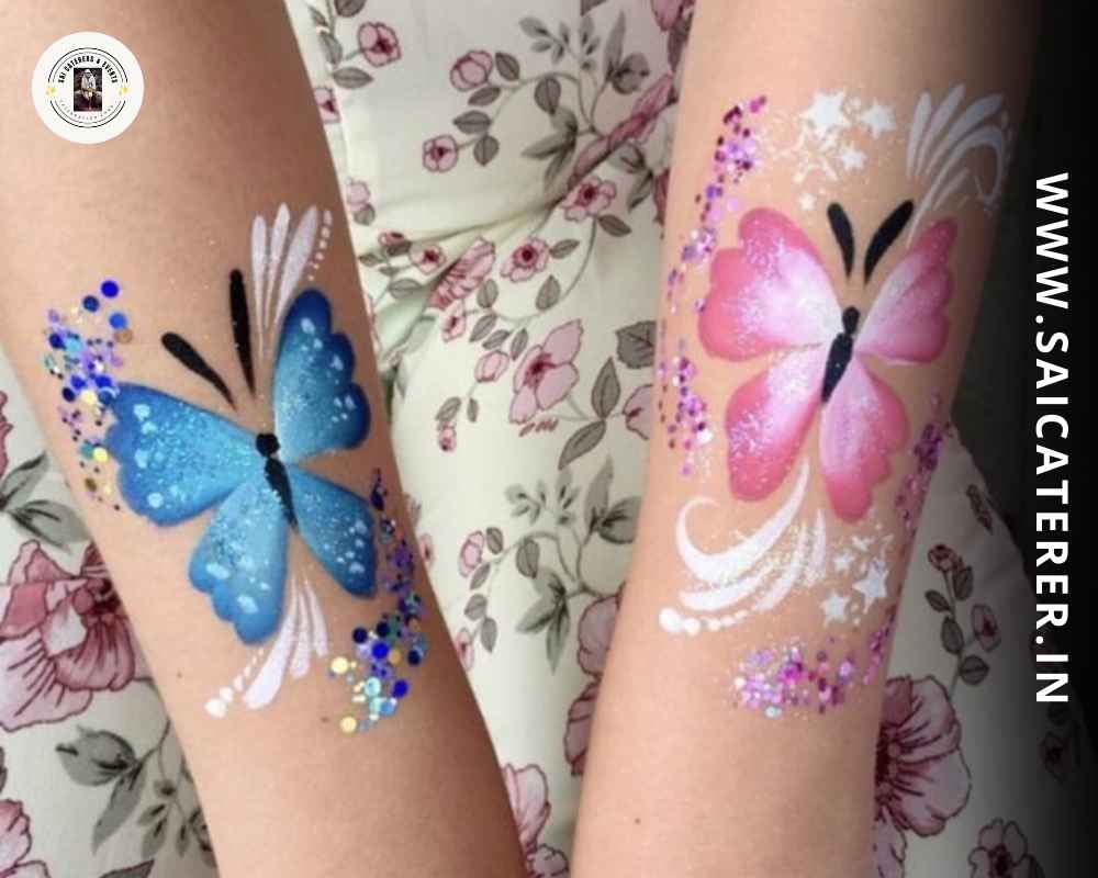 Safe tattoo stickers and watercolor art for kids at annaprashan event