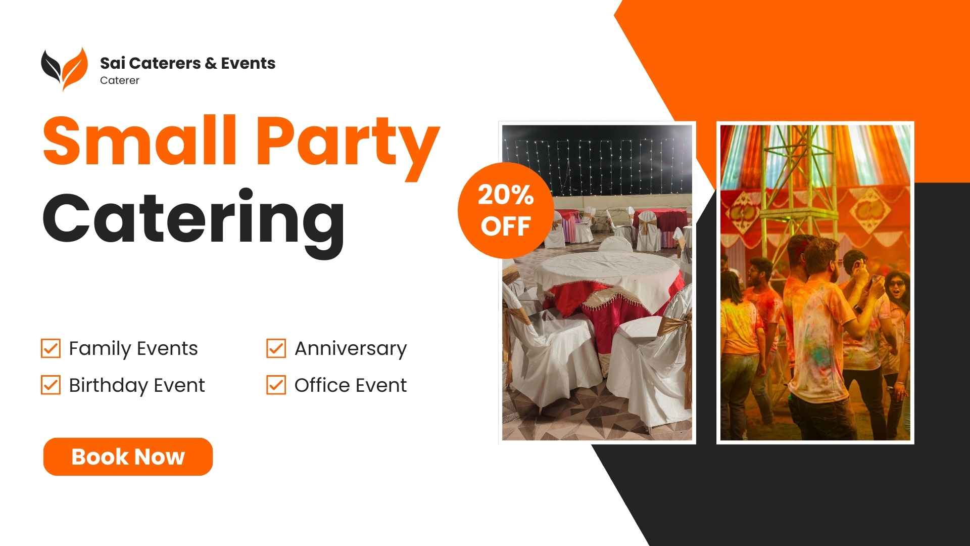 Catering for small parties with Holi family gathering setup in Kolkata