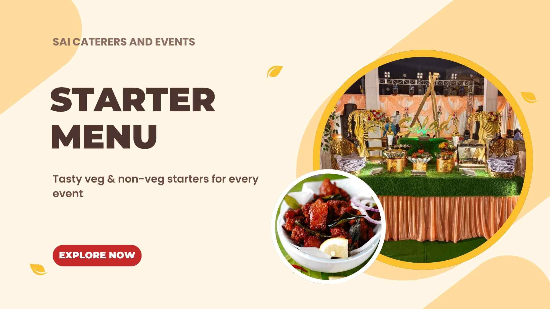 Starter menu image with salad counter and chicken pakora bowl